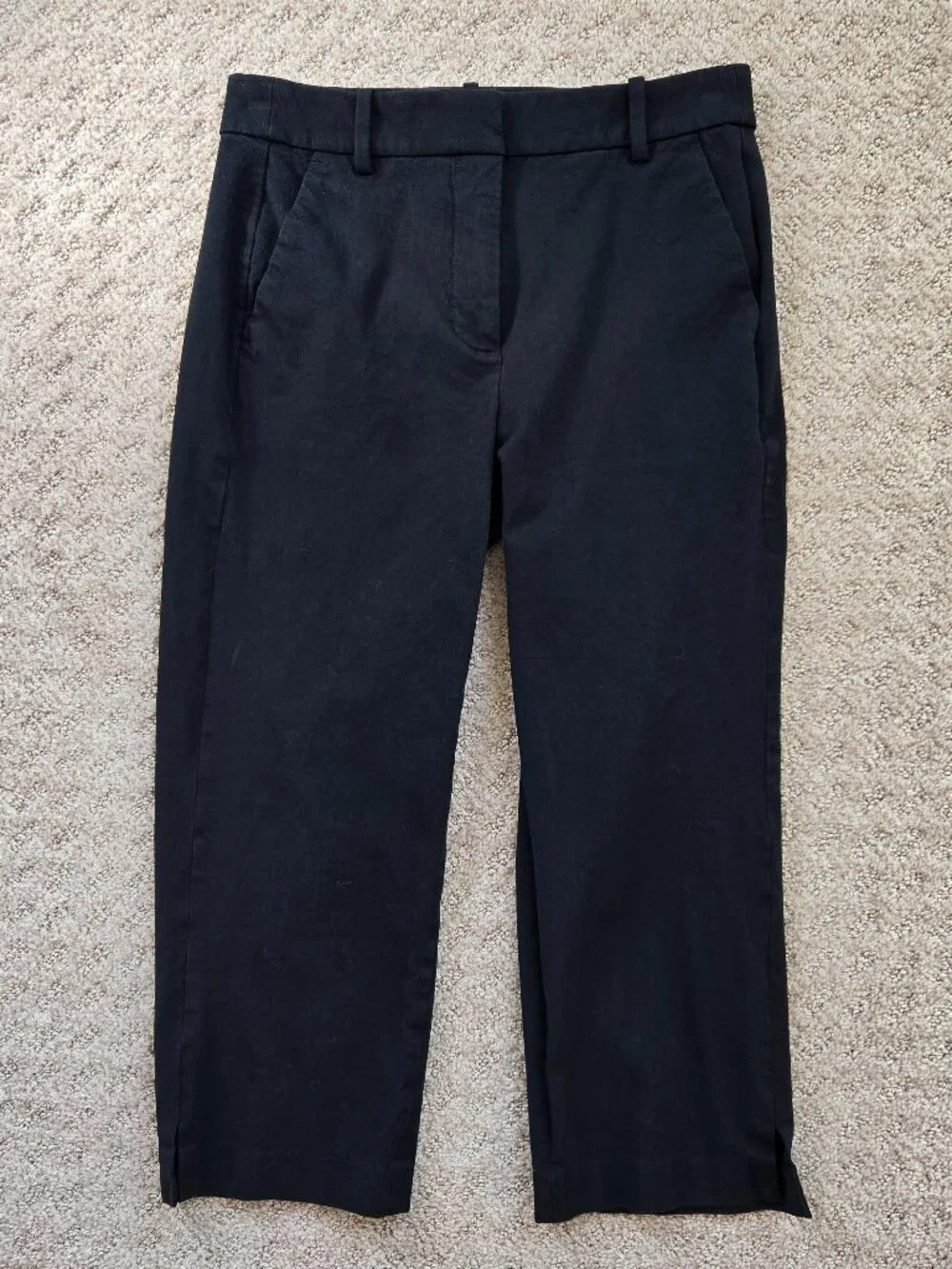J.CREW Slim Straight-Leg Capri Cropped Pants, Stretch, Black, Size 0, EUC!